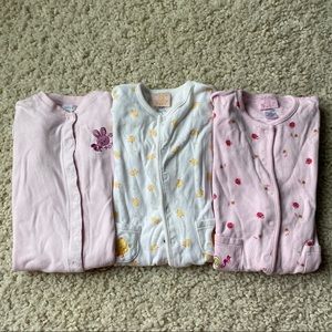 Three Baby Girl Footies